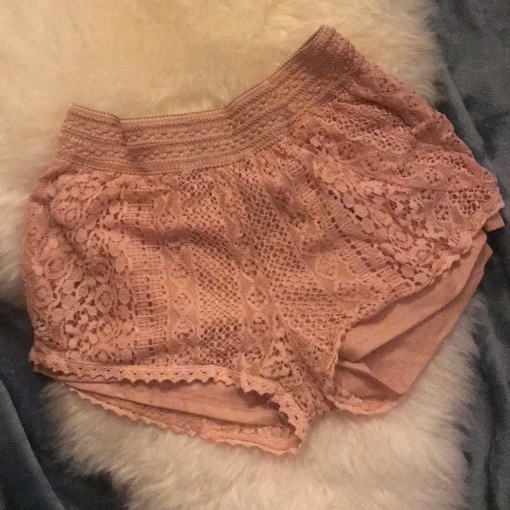 Light Pink Lace Shorts